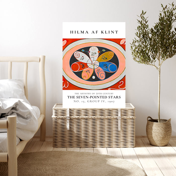Hilma af Klint Seven-Pointed Stars Art Print | Red Abstract Exhibition Wall Art