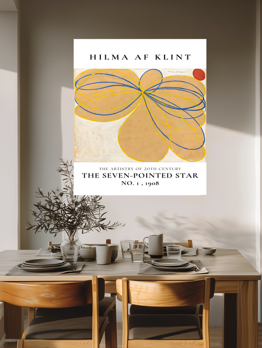 Hilma af Klint The Seven-Pointed Star No. 1 Print | Yellow Ochre Abstract Exhibition Poster | Minimal Wall Art