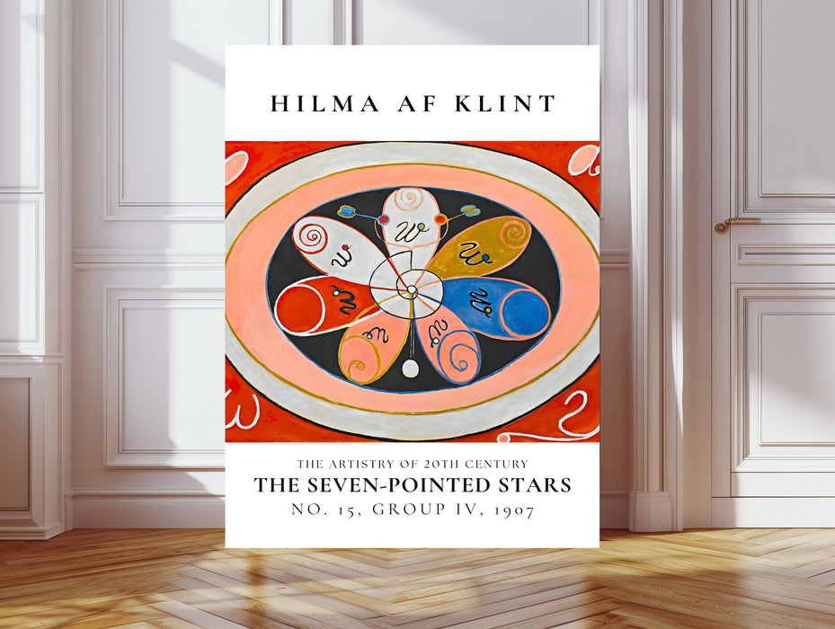 Hilma af Klint Seven-Pointed Stars Art Print | Red Abstract Exhibition Wall Art