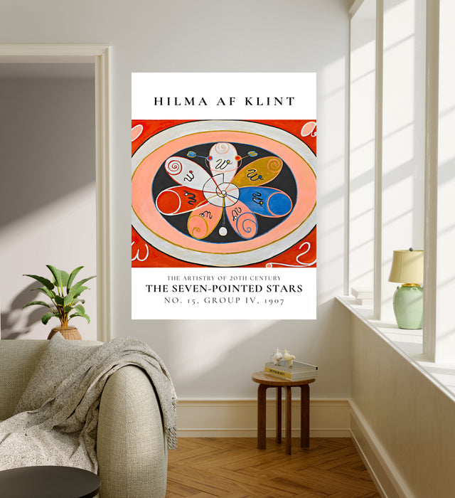 Hilma af Klint Seven-Pointed Stars Art Print | Red Abstract Exhibition Wall Art