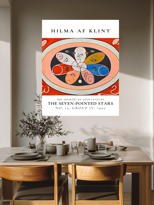 Hilma af Klint Seven-Pointed Stars Art Print | Red Abstract Exhibition Wall Art