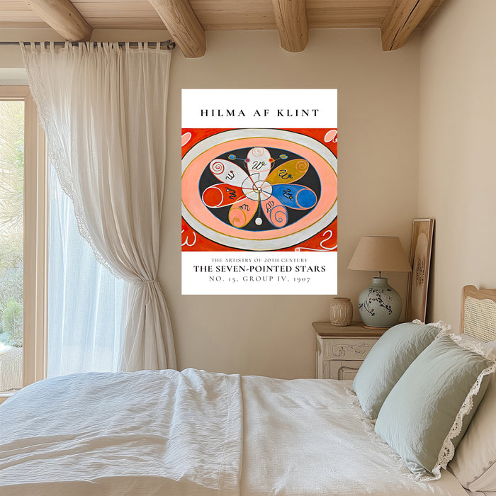 Hilma af Klint Seven-Pointed Stars Art Print | Red Abstract Exhibition Wall Art