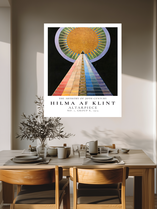 Hilma af Klint Altarpiece No. 1 Print | Gold Sun Rainbow Abstract Exhibition Poster | Group X Wall Art