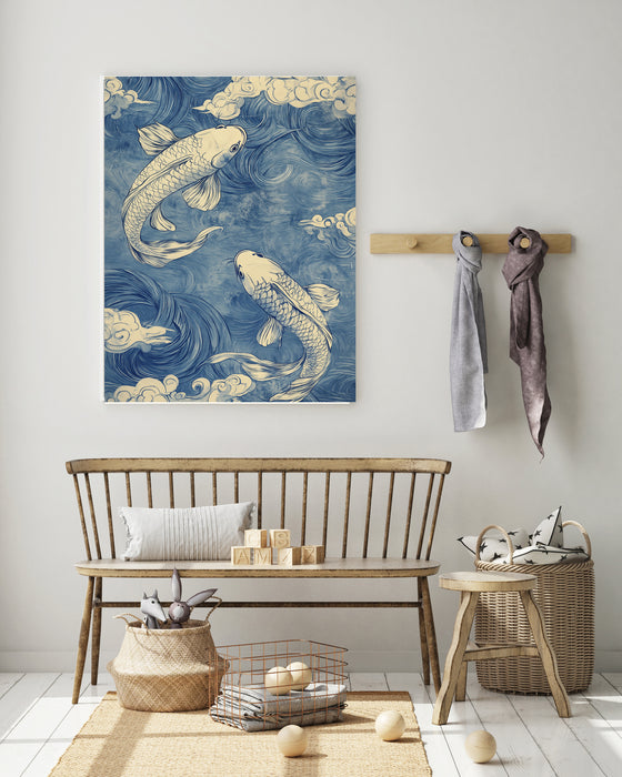 Japanese Blue Carp Fish Art Print
