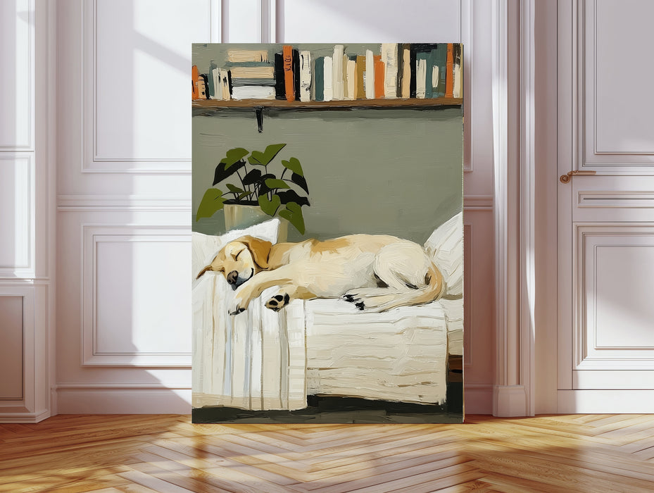 Gold Labrador Dog Sleeping Portrait Art Print