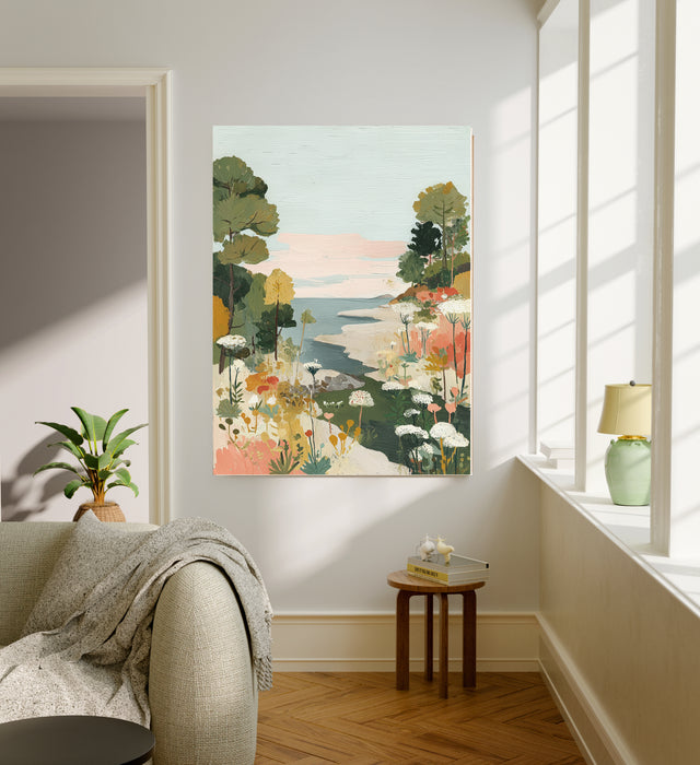 Landscape River Pastel Painting Art Print