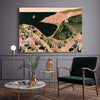 Coastal cottage wildflower landscape print shown in a styled room setting, Stanley Street Studio
