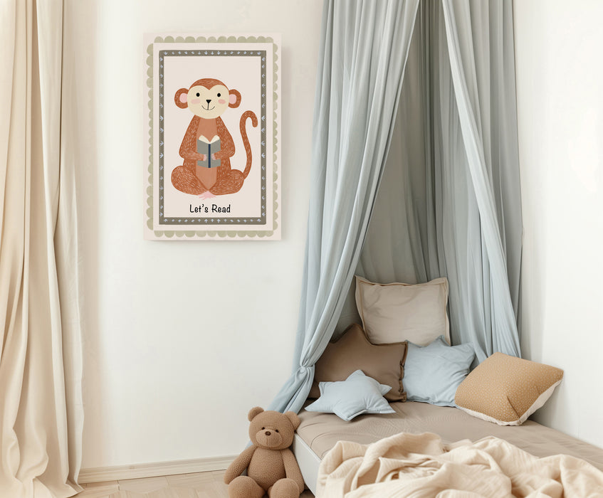 Let's Read Monkey Nursery Art Print
