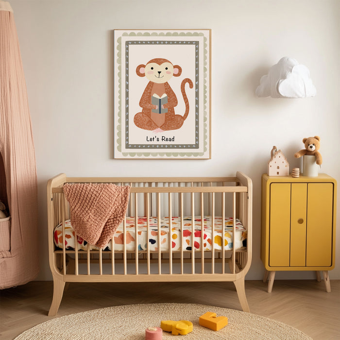 Let's Read Monkey Nursery Art Print