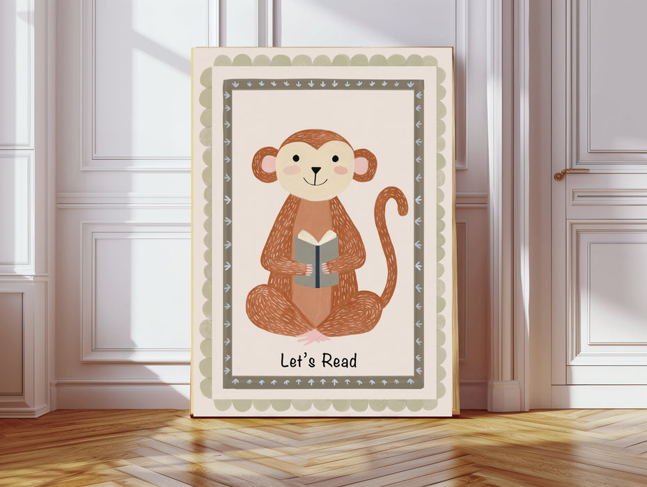 Let's Read Monkey Nursery Art Print