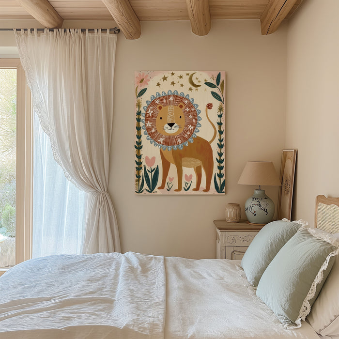 Dreaming Lion Folk Art Print