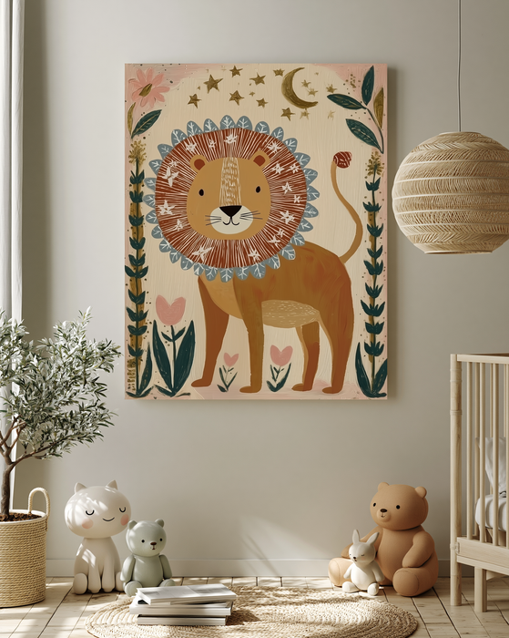 Dreaming Lion Folk Art Print