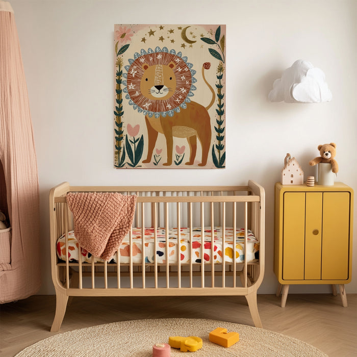 Dreaming Lion Folk Art Print