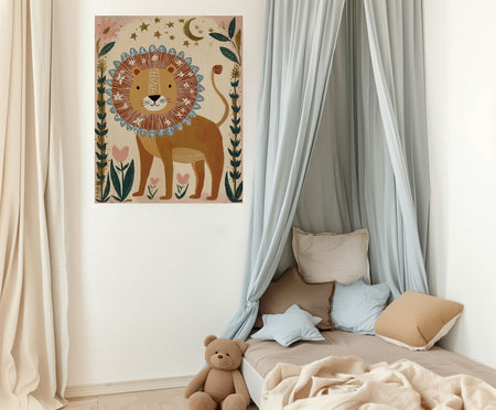 Dreaming Lion Folk Art Print | Stanley Street Studio — detail