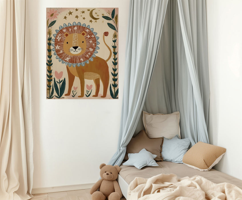 Dreaming Lion Folk Art Print