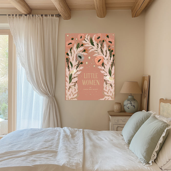 Little Women Louisa May Alcott Book Cover Print | Literary Botanical Wall Art | Poppy Floral Illustration | Giclée Fine Art