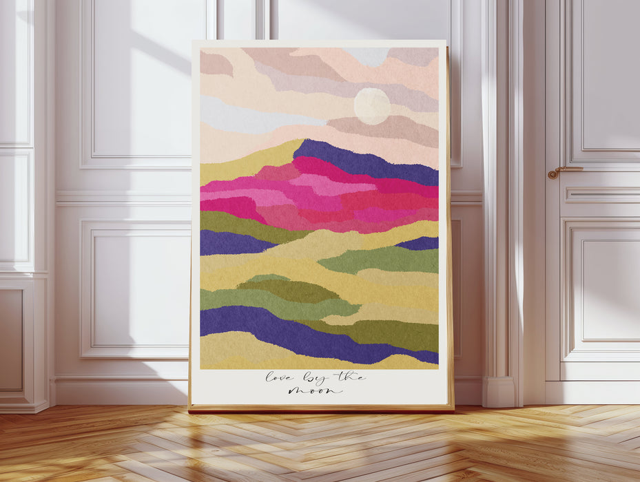 Sun and Moon Celestial Landscape Art Prints Set Of Two