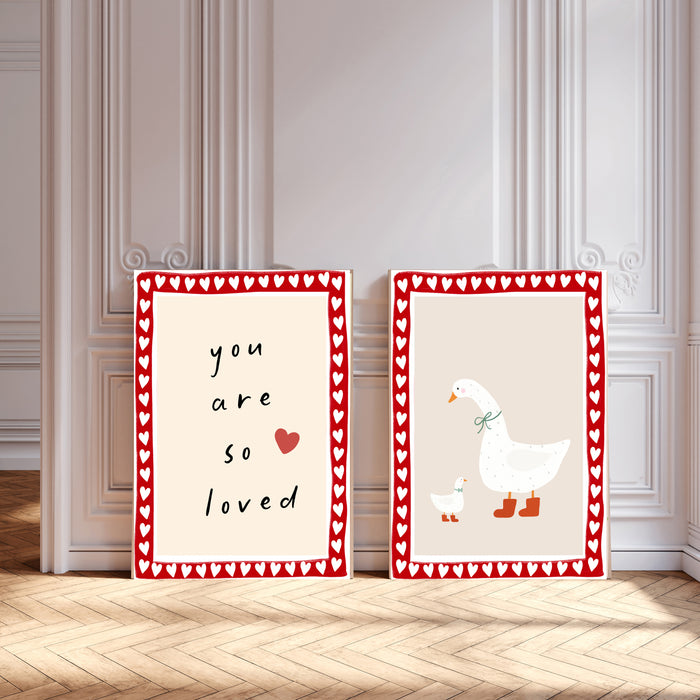 'You are loved' Quote heart Nursery Art Print