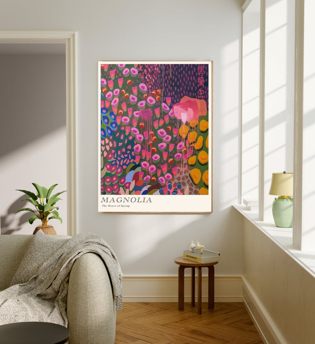 Japanese Magnolia Floral Art Print | Framed Art Print