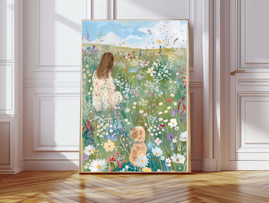Girl in Meadow Nursery Art Print