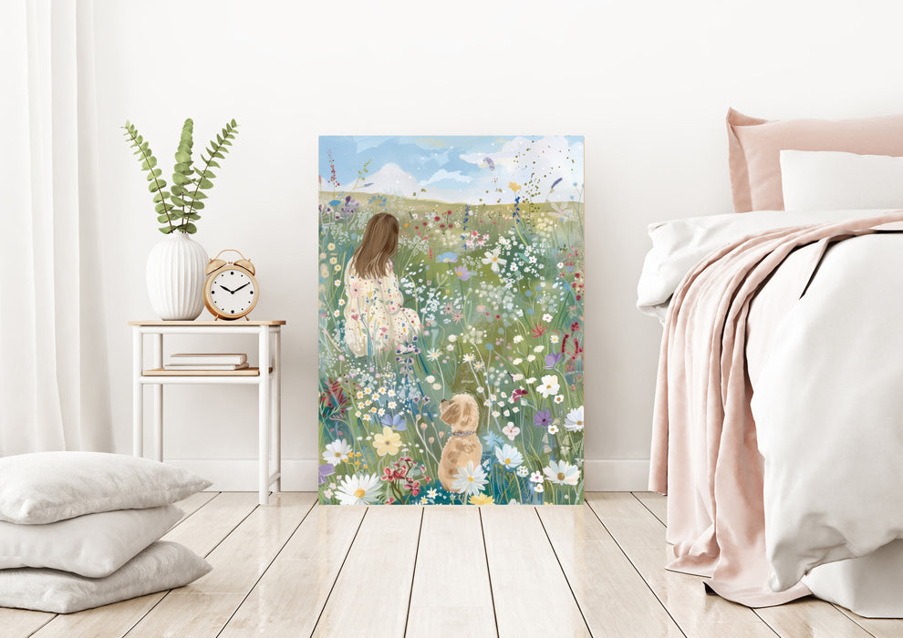 Girl in Meadow Nursery Art Print
