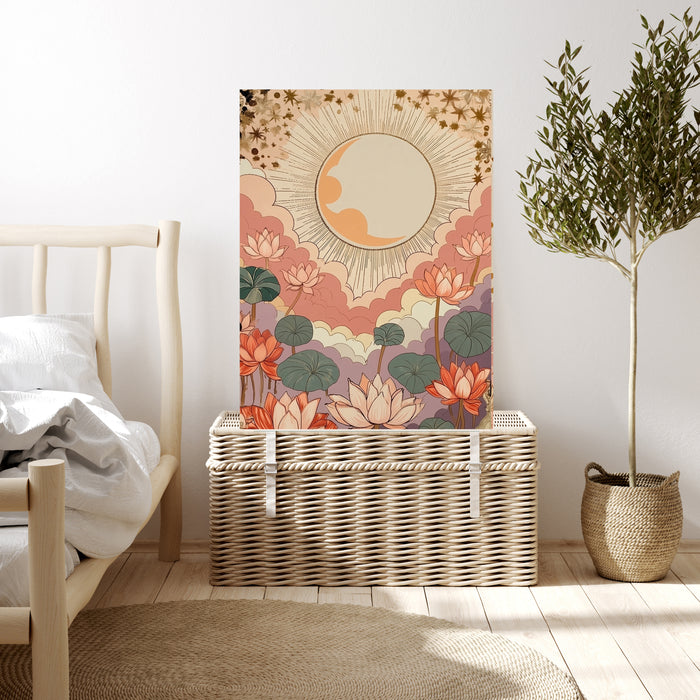Moon Lotus Flower Tarot Celestial Art Print