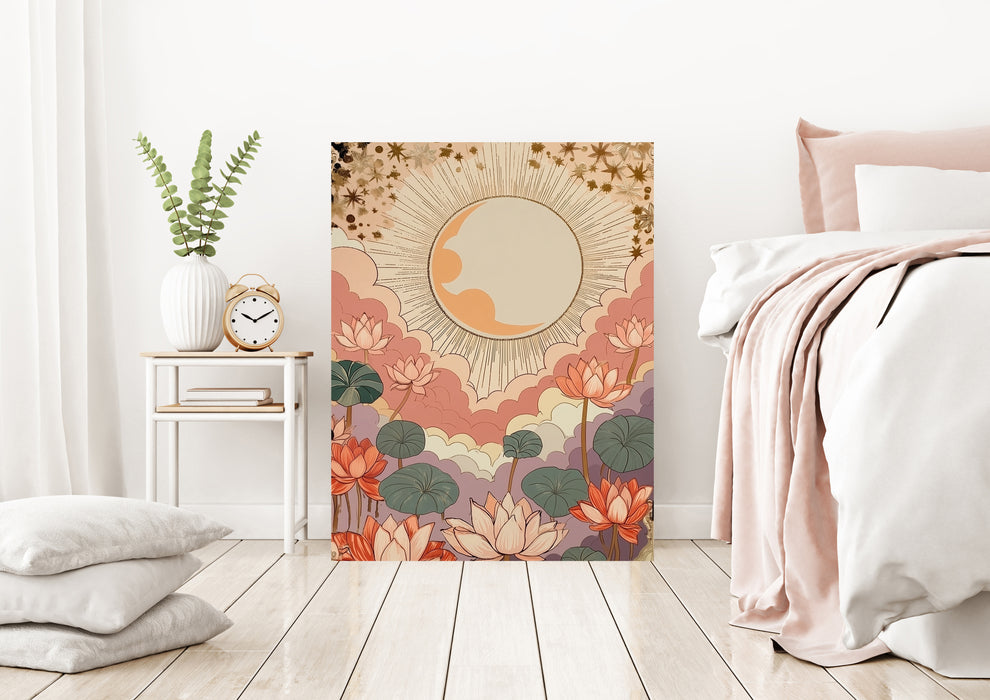 Moon Lotus Flower Tarot Celestial Art Print