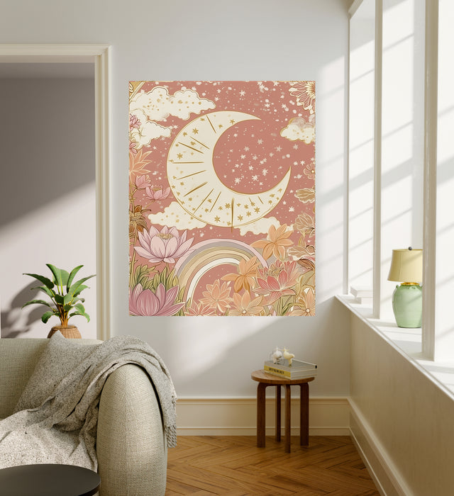 Star and Moon Celestial Landscape Art Prints Set Of Two