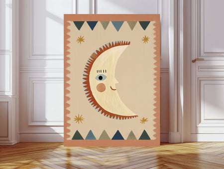 Sun and Moon Folk Art Set of Two Nursery Art Prints | Stanley Street Studio — detail
