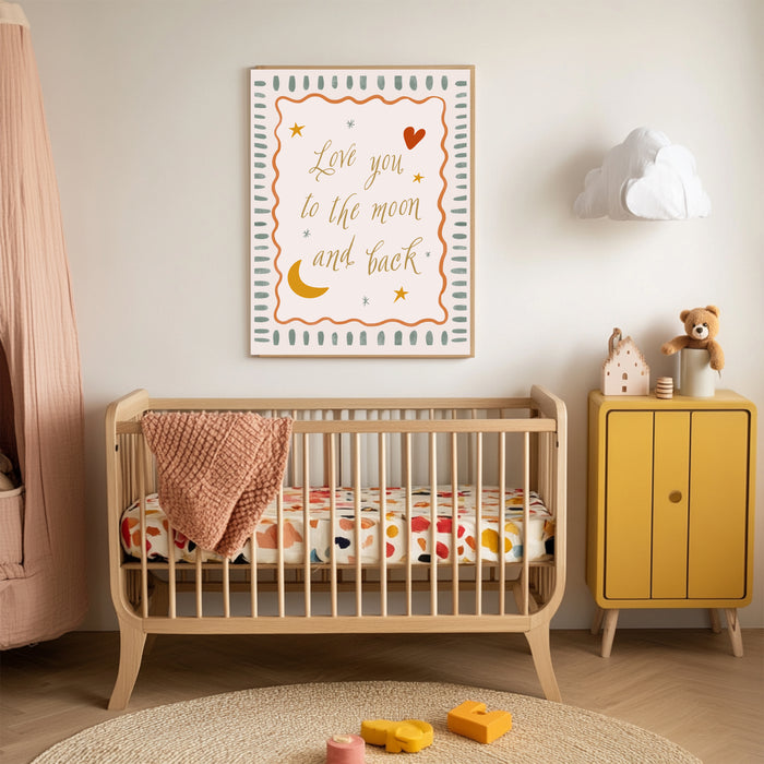 'I love you Moon' Love Quote Nursery Art Print