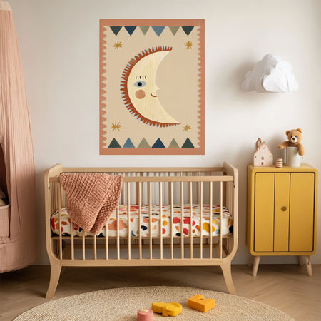 Sun and Moon Folk Art Set of Two Nursery Art Prints | Stanley Street Studio — detail