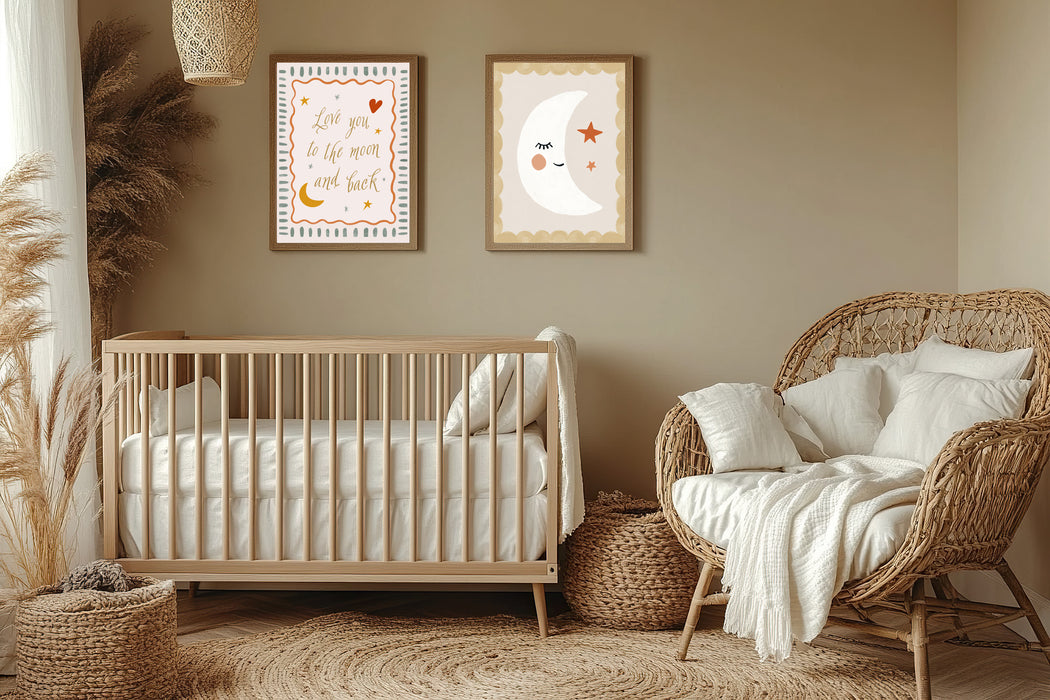 Moon, Love Quote Set Of Two Nursery Art Prints