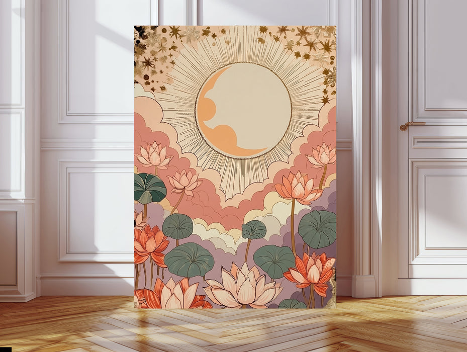 Moon Lotus Flower Tarot Celestial Art Print