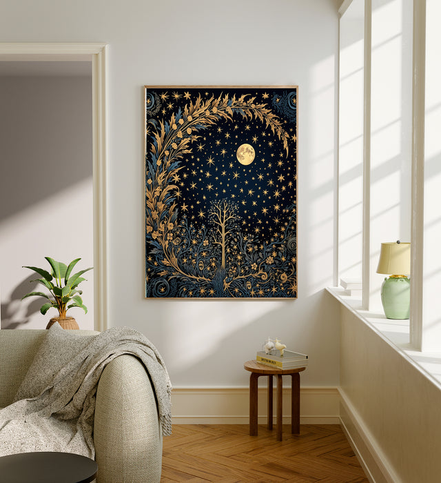 Moon and Stars Celestial Prints Set Of Two