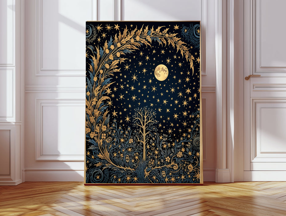 La Lune Celestial Moon and Stars Art Print