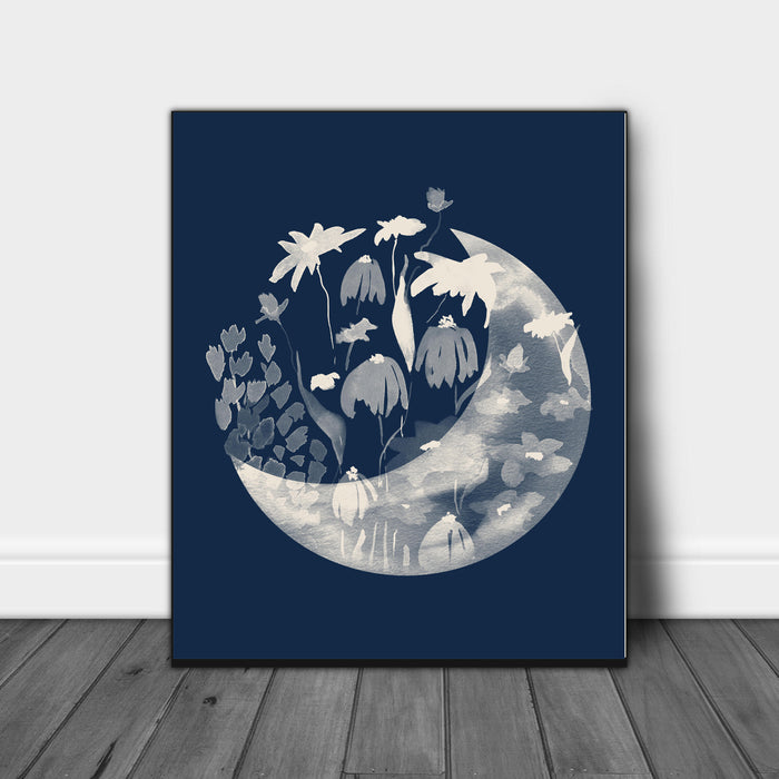 La Lune Celestial Moon Flower Art Print