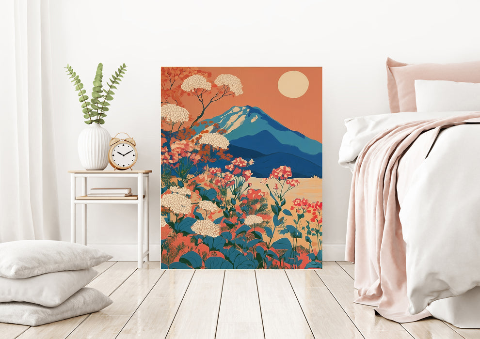Mountain Landscape Flower Travel Art Print