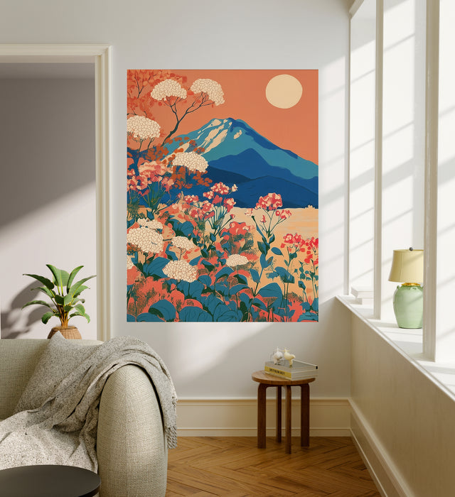Mountain Landscape Flower Travel Art Print