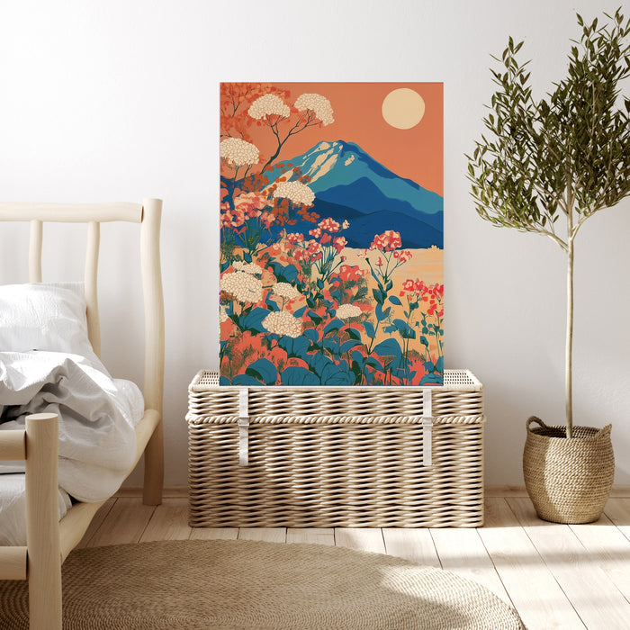 Mountain Landscape Flower Travel Art Print