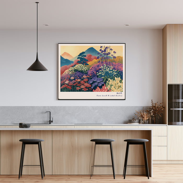 Japanese Wildflower Mountain Landscape Print | Pine Tree Meadow Wall Art | Giclée Fine Art