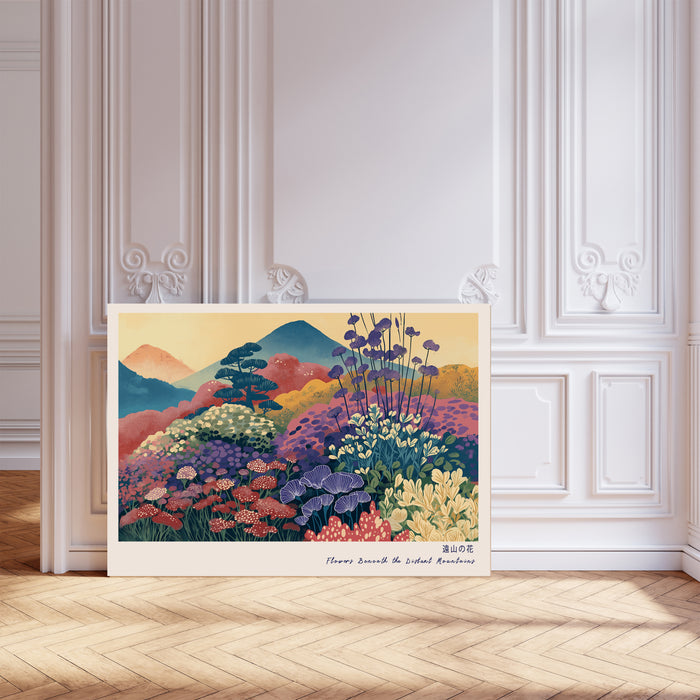 Japanese Wildflower Mountain Landscape Print | Pine Tree Meadow Wall Art | Giclée Fine Art