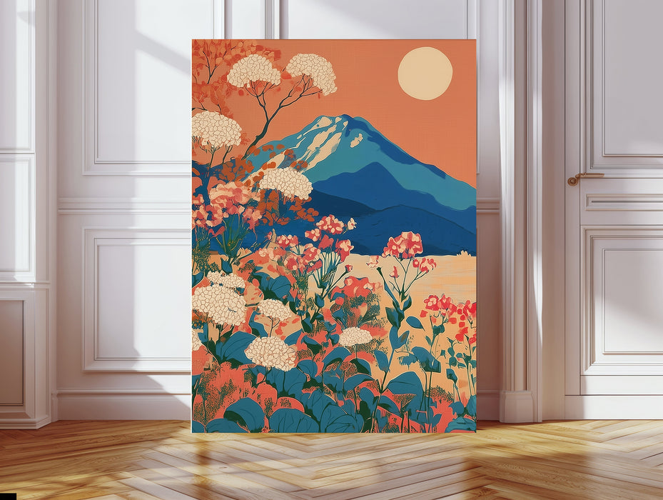 Mountain Landscape Flower Travel Art Print