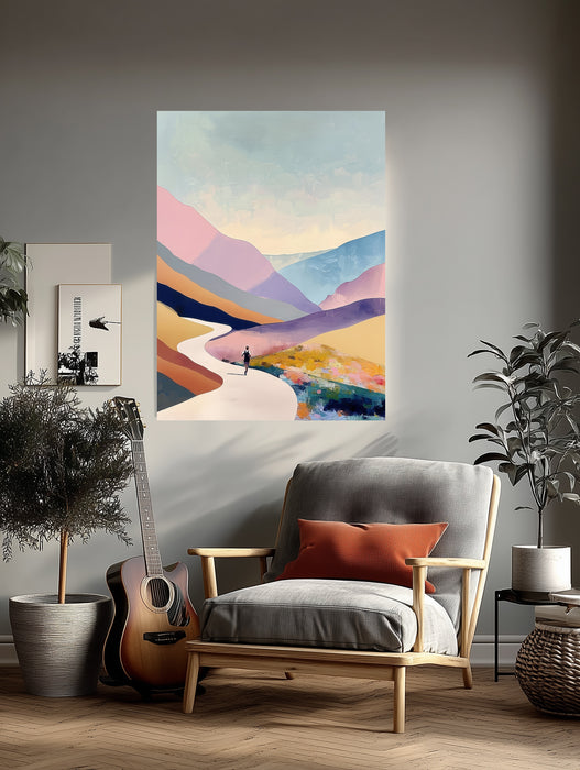 Landscape Cycling and Running Set Of Two Landscape Art Prints