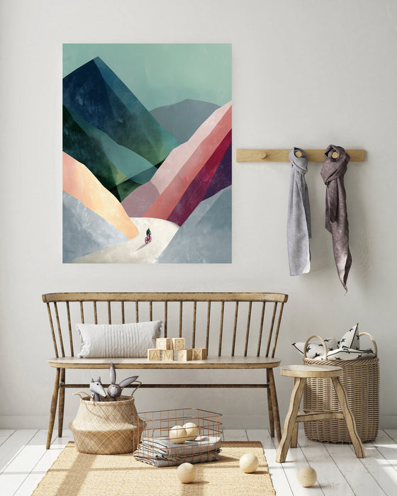 Landscape Mountain Cycling Art Print