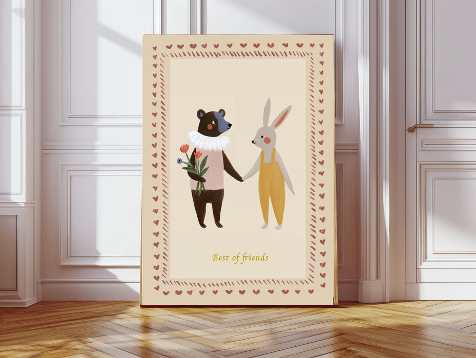 Best Friends Rabbit and Bear Nursery Art Print