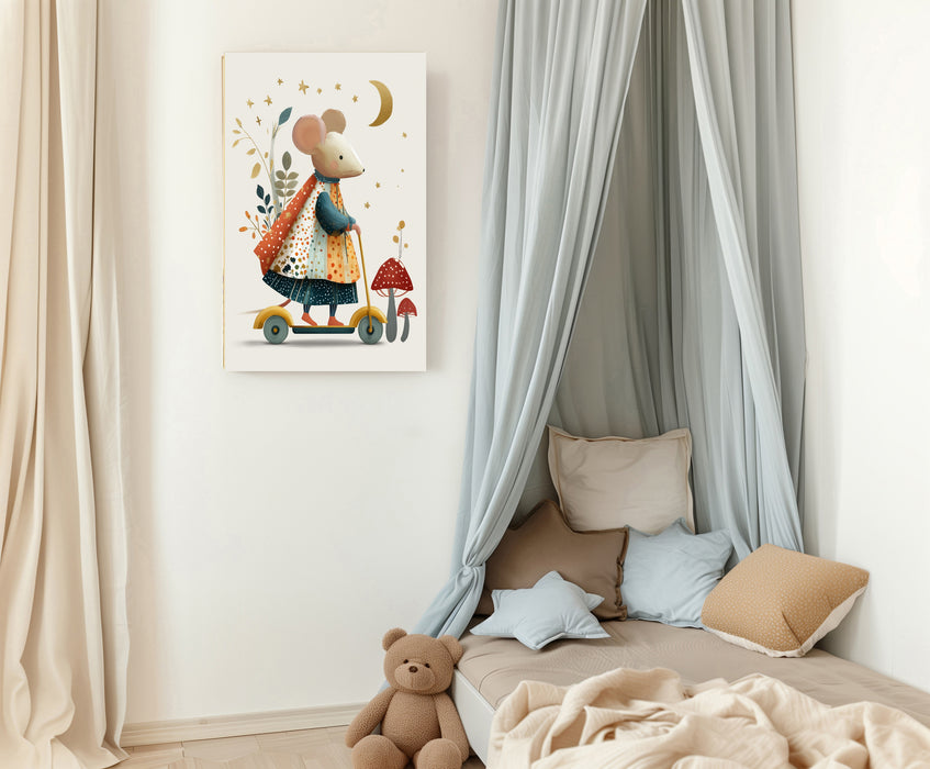 Mummy Mouse Scooter Nursery Art Print