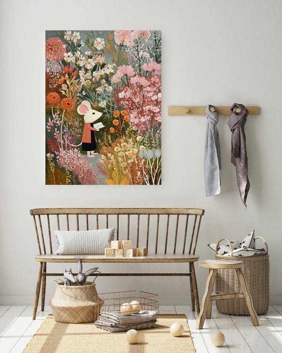 Mouse Book Flower Garden Nursery Art Print