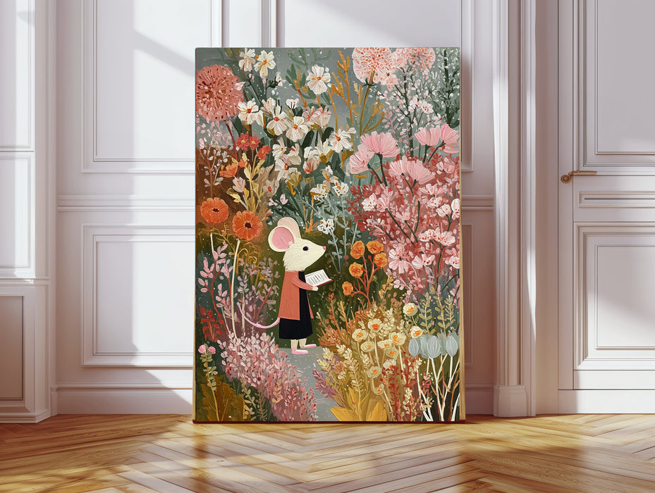 Mouse Book Flower Garden Nursery Art Print
