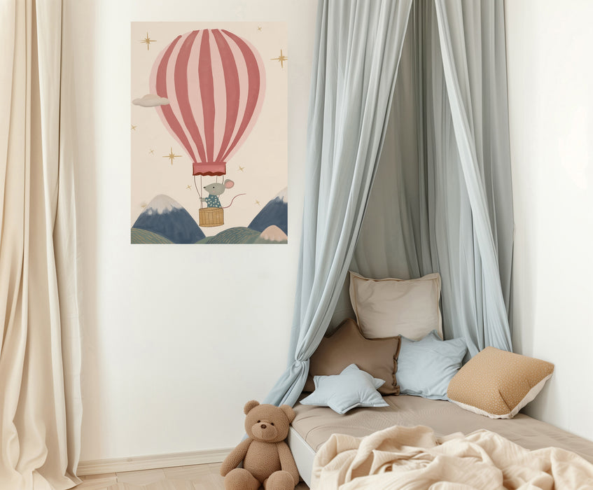 Hot Air Ballon Mouse Nursery Art Print