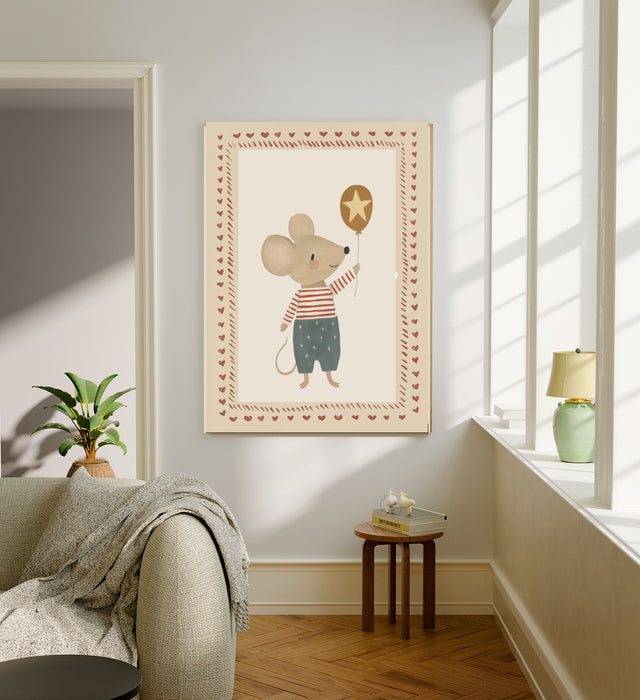 Cute Mouse Ballon Nursery Art Print